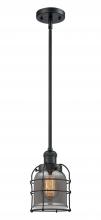 Innovations Lighting 201S-BK-G53-CE - Bell Cage - 1 Light - 6 inch - Matte Black - Stem Hung - Mini Pendant