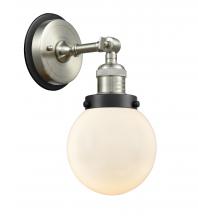  203SN-BPBK-HRBK-G201-6 - Beacon - 1 Light - 6 inch - Brushed Satin Nickel - Sconce