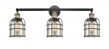  205-BAB-G58-CE - Bell Cage - 3 Light - 31 inch - Black Antique Brass - Bath Vanity Light