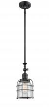  206-BK-G54-CE - Bell Cage - 1 Light - 6 inch - Matte Black - Stem Hung - Mini Pendant