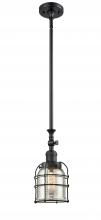  206-BK-G58-CE - Bell Cage - 1 Light - 6 inch - Matte Black - Stem Hung - Mini Pendant