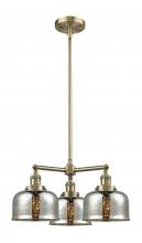  207-AB-G78-LED - Bell - 3 Light - 22 inch - Antique Brass - Stem Hung - Chandelier