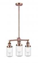  207-AC-G314-LED - Dover - 3 Light - 17 inch - Antique Copper - Stem Hung - Chandelier