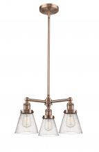  207-AC-G64 - Cone - 3 Light - 19 inch - Antique Copper - Stem Hung - Chandelier