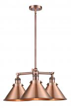  207-AC-M10 - Briarcliff - 3 Light - 24 inch - Antique Copper - Stem Hung - Chandelier