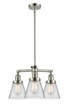  207-PN-G62-LED - Cone - 3 Light - 19 inch - Polished Nickel - Stem Hung - Chandelier