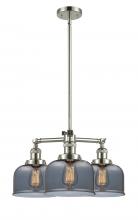  207-PN-G73 - Bell - 3 Light - 22 inch - Polished Nickel - Stem Hung - Chandelier