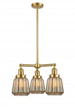 Innovations Lighting 207-SG-G146 - Chatham - 3 Light - 24 inch - Satin Gold - Stem Hung - Chandelier