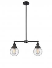  209-BK-G204-6 - Beacon - 2 Light - 23 inch - Matte Black - Stem Hung - Island Light