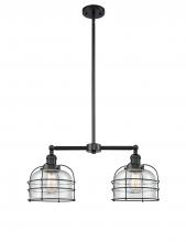  209-BK-G74-CE - Bell Cage - 2 Light - 24 inch - Matte Black - Stem Hung - Island Light