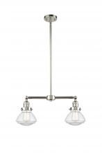  209-PN-G322 - Olean - 2 Light - 22 inch - Polished Nickel - Stem Hung - Island Light