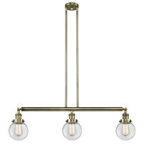 Innovations Lighting 213-AB-G202-6 - Beacon - 3 Light - 39 inch - Antique Brass - Stem Hung - Island Light