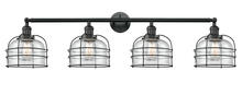  215-BK-G74-CE - Bell Cage - 4 Light - 44 inch - Matte Black - Bath Vanity Light