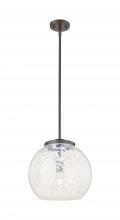  221-1S-OB-G1216-14WM - White Mouchette - 1 Light - 14 inch - Oil Rubbed Bronze - Stem Hung - Pendant