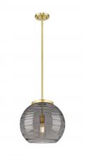  221-1S-SG-G1213-14SM - Athens Deco Swirl - 1 Light - 14 inch - Satin Gold - Stem Hung - Pendant