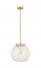  221-1S-SG-G1216-14WM - White Mouchette - 1 Light - 14 inch - Satin Gold - Stem Hung - Pendant