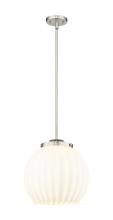  221-1S-SN-G1217-14WV - White Venetian - 1 Light - 14 inch - Brushed Satin Nickel - Stem Hung - Pendant