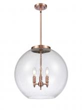  221-3S-AC-G124-18-LED - Athens - 3 Light - 18 inch - Antique Copper - Cord hung - Pendant