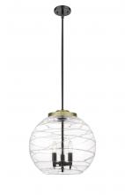  221-3S-BAB-G1213-16-LED - Athens Deco Swirl - 3 Light - 16 inch - Black Antique Brass - Cord hung - Pendant