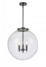  221-3S-BK-G204-18 - Beacon - 3 Light - 18 inch - Matte Black - Cord hung - Pendant