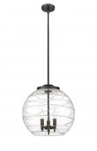  221-3S-OB-G1213-16-LED - Athens Deco Swirl - 3 Light - 16 inch - Oil Rubbed Bronze - Cord hung - Pendant