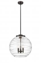  221-3S-OB-G1213-18-LED - Athens Deco Swirl - 3 Light - 18 inch - Oil Rubbed Bronze - Cord hung - Pendant