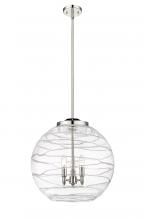  221-3S-PN-G1213-18-LED - Athens Deco Swirl - 3 Light - 18 inch - Polished Nickel - Cord hung - Pendant