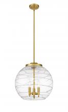  221-3S-SG-G1213-16-LED - Athens Deco Swirl - 3 Light - 16 inch - Satin Gold - Cord hung - Pendant