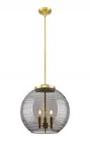  221-3S-SG-G1213-16SM - Athens Deco Swirl - 3 Light - 16 inch - Satin Gold - Cord hung - Pendant