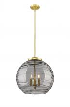  221-3S-SG-G1213-18SM - Athens Deco Swirl - 3 Light - 18 inch - Satin Gold - Cord hung - Pendant