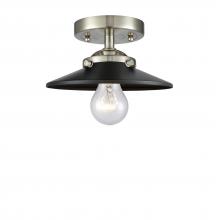 Innovations Lighting 284-1C-SN-M6-BK-LED - Railroad - 1 Light - 8 inch - Brushed Satin Nickel - Semi-Flush Mount