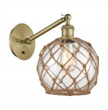  317-1W-AB-G122-8RB - Farmhouse Rope - 1 Light - 8 inch - Antique Brass - Sconce