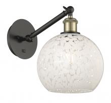  317-1W-BAB-G1216-8WM - White Mouchette - 1 Light - 8 inch - Black Antique Brass - Sconce