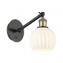  317-1W-BAB-G1217-6WV - White Venetian - 1 Light - 6 inch - Black Antique Brass - Sconce