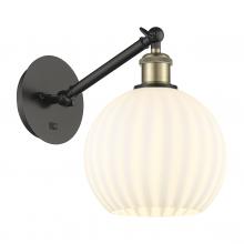  317-1W-BAB-G1217-8WV - White Venetian - 1 Light - 8 inch - Black Antique Brass - Sconce