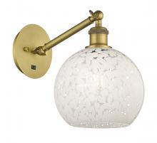  317-1W-BB-G1216-8WM - White Mouchette - 1 Light - 8 inch - Brushed Brass - Sconce