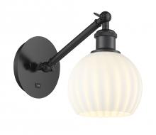  317-1W-BK-G1217-6WV - White Venetian - 1 Light - 6 inch - Matte Black - Sconce