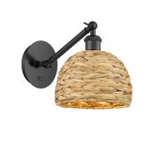  317-1W-BK-RBD-8-NAT - Woven Rattan - 1 Light - 8 inch - Matte Black - Sconce