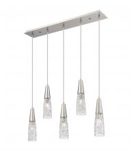  322-5I-SN-G322-3CL - Amherst Brook - 5 Light - 33 inch - Brushed Satin Nickel - Cord Hung - Island Light