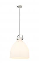  410-1SL-SN-G412-16WH - Newton Bell - 1 Light - 16 inch - Satin Nickel - Pendant