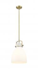  410-1SM-BB-G412-10WH - Newton Bell - 1 Light - 10 inch - Brushed Brass - Mini Pendant