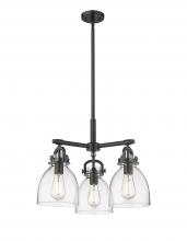  410-3CR-BK-G412-7CL - Newton Bell - 3 Light - 21 inch - Matte Black - Pendant