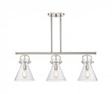  410-3I-PN-G411-10CL - Newton Cone - 3 Light - 42 inch - Polished Nickel - Island Light