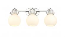  410-3W-PN-G410-7WH - Newton Sphere - 3 Light - 27 inch - Polished Nickel - Bath Vanity Light