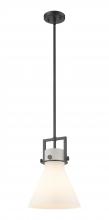  411-1SM-BK-G411-10WH - Newton Cone - 1 Light - 10 inch - Matte Black - Stem Hung - Mini Pendant