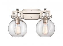  411-2W-SN-G410-7CL - Newton Sphere - 2 Light - 17 inch - Satin Nickel - Bath Vanity Light