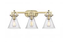 Innovations Lighting 411-3W-BB-G411-7SDY - Newton Cone - 3 Light - 27 inch - Brushed Brass - Bath Vanity Light