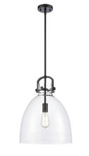 Innovations Lighting 412-1S-BK-14CL-LED - Newton Bell - 1 Light - 14 inch - Matte Black - Cord hung - Pendant