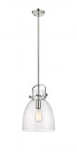 Innovations Lighting 412-1S-PN-10CL - Newton Bell - 1 Light - 10 inch - Polished Nickel - Stem Hung - Mini Pendant