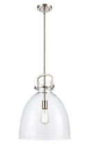 Innovations Lighting 412-1S-SN-14CL-LED - Newton Bell - 1 Light - 14 inch - Brushed Satin Nickel - Cord hung - Pendant
